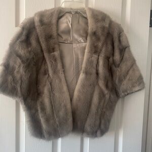 Fur Mink Shawl in Gray